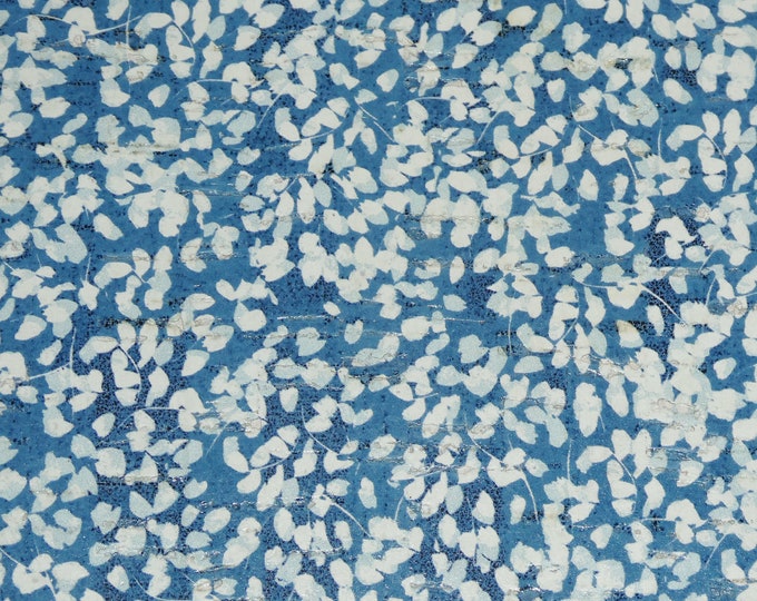 Cork 3-4-5 or 6 sq ft DITSY flowers on Navy CORK applied to real leather Thick 5-5.5 oz/2-2.2mm PeggySueAlso® E5610-227