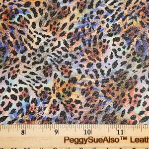 Leather Version 3-4-5 or 6 sq ft EXOTIC RAINBOW Leopard Cowhide 3-3.5oz /1.2-1.4 mm PeggySueAlso E2550-27 image 3