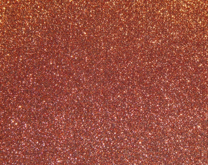 SOFT GLITTER 8"x10" Fiesta RUST / Burnt Orange Metallic Fabric Backed with BLaCK Leather 5.5 oz/2.2 mm PeggySueAlso® E5612-33