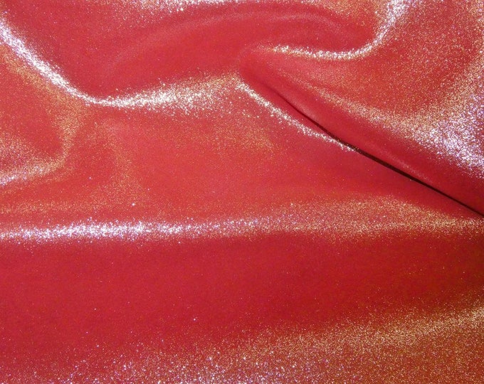 Dazzle 8"x10" Silver Metallic on CRIMSON Red FROST Suede Cowhide  leather 2.5 oz / 1 mm PeggySueAlso® E8300-12