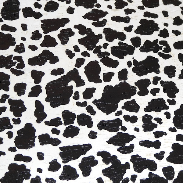 CoRK 8"x10" WESTERN Spotted Cow, Holstein, Black and White Cork backed with Cowhide Thick 5.5oz/2.2mm PeggySueAlso® E5610-563