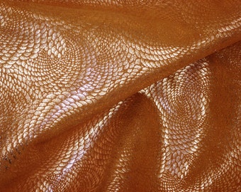 closeout Chinese Dragon 8"x10" ROSE Gold Metallic On TOAST Suede Cowhide Leather 3-3.5 oz / 1.2-1.4 mm #296 PeggySueAlso® E1420-21