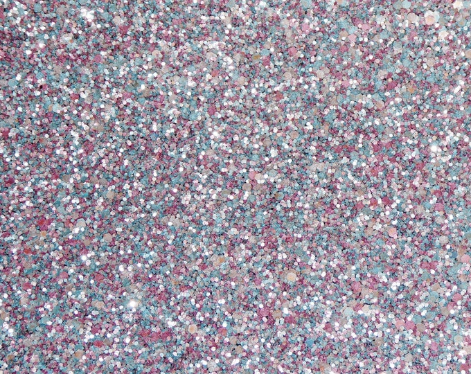 Chunky Glitter 2 pieces 4"x6" Gray Pink Aqua Mauve METALLIC Fabric applied to Leather 4 firmness Thick 6 oz/ 2.4 mm PeggySueAlso® E4355-25