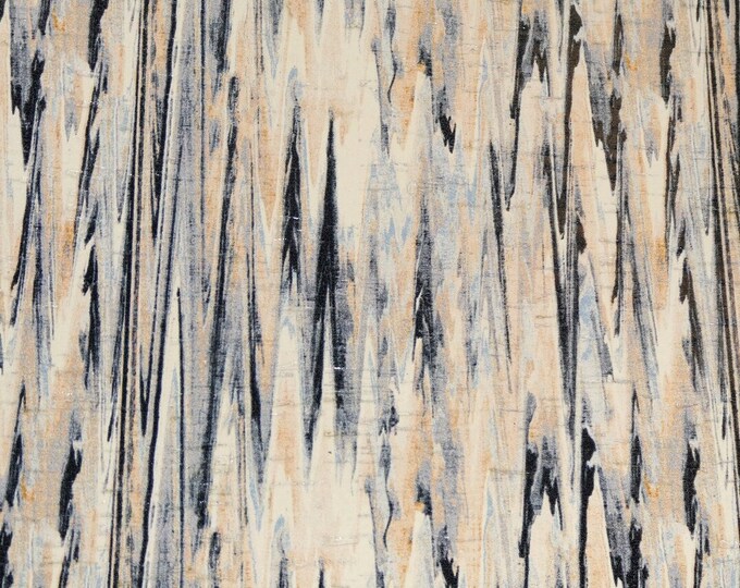 Cork 5"x11" Abstract ICE CYCLES Black Blue Flesh white CoRK Thick 5.5 oz/2.2 mm PeggySueAlso® E5610-380