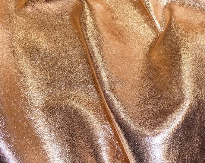 Pebbled Metallic 8"x10" Shinier ROSE GOLD soft cowhide Leather - Shows the Grain 3-3.25 oz / 1.2-1.3 mm PeggySueAlso E4100-01B