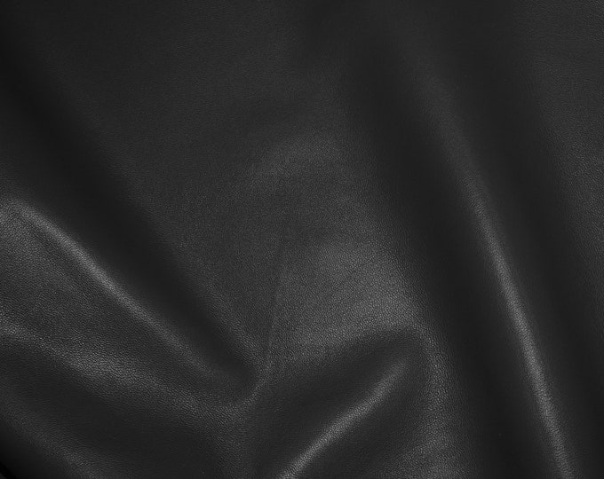 LAMBSKIN 8"x10" Silky BLACK , Italian incredibly soft, fine grain, Smooth Leather  2.5 oz/1 mm PeggySueAlso® E2805-01