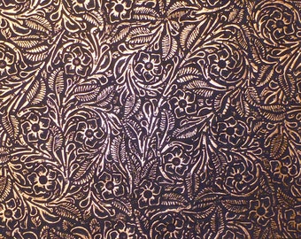 closeout Garibaldi Rose 2 pieces 8"x10" GOLD Metallic on BLACK Cowhide 2.25-2.5oz/0.9-1mm PeggySueAlso® E3610-01