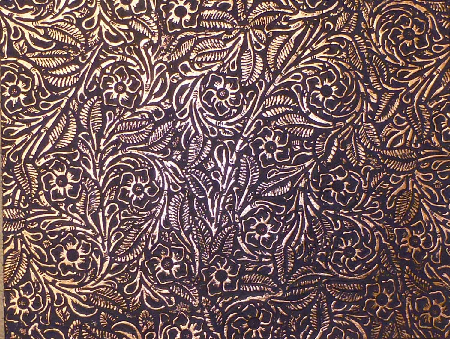 Leather 8"x10" Garibaldi Rose ROSE GOLD Metallic on BLACK C…