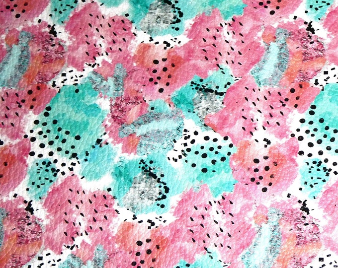 Leather 12"x12" COTTON CANDY Dalmatian Pink Turquoise Black Cowhide 3.5-3.75 oz/1.4-1.5 mm PeggySueAlso® E6410-01