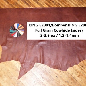 KING 26 to 30 sq ft hides (Large sides) Soft Full grain Cowhide Leather choice of colors 3-3.5 oz/1.2-1.4mm PeggySueAlso® E2881/E2882