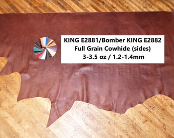 KING / Bomber King 26 to 30 sq ft (Large sides) Our Premium Full Grain Line of Cowhide leather 2.75-3.25oz /1.1-1.3 mm PeggySueAlso® E2881