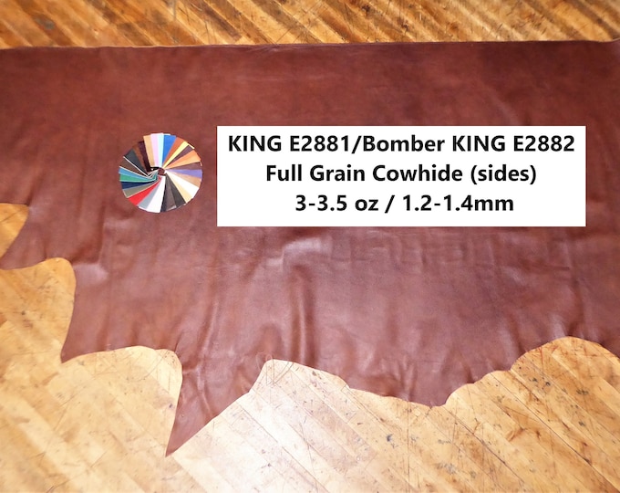 KING 26 to 30 sq ft hides (Large sides) Soft Full grain Cowhide Leather choice of colors 3-3.5 oz/1.2-1.4mm PeggySueAlso® E2881/E2882