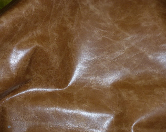 Leather 8"x10" RIVIERA Pull up effect BOURBON / Coconut Shiny Distressed  Cowhide 2.5 oz / 1 mm PeggySueAlso®  E2932-16 Limited