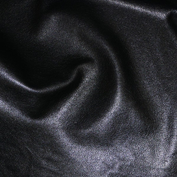 Leather 12"x12" Shiny Black Cowhide Tanned to Resemble GOATSKIN Leather 2 oz/0.8 mm PeggySueAlso® E2655-01