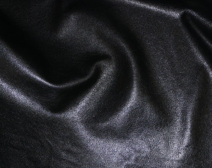 Leather 8"x10" Shiny Black Cowhide Tanned to Resemble GOATSKIN Leather 2 oz/0.8 mm PeggySueAlso® E2655-01