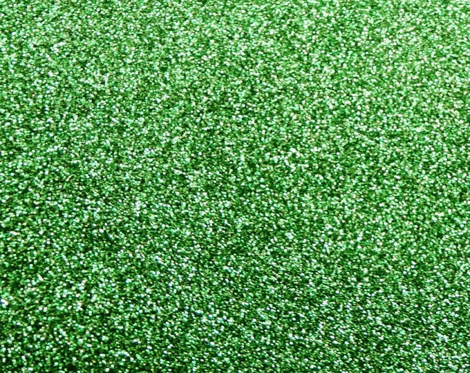 Fine GLITTER 2 pieces 4"x6" Bright GREEN applied to off white Leather  THiCK 5 oz/ 2 mm PeggySueAlso E4355-51