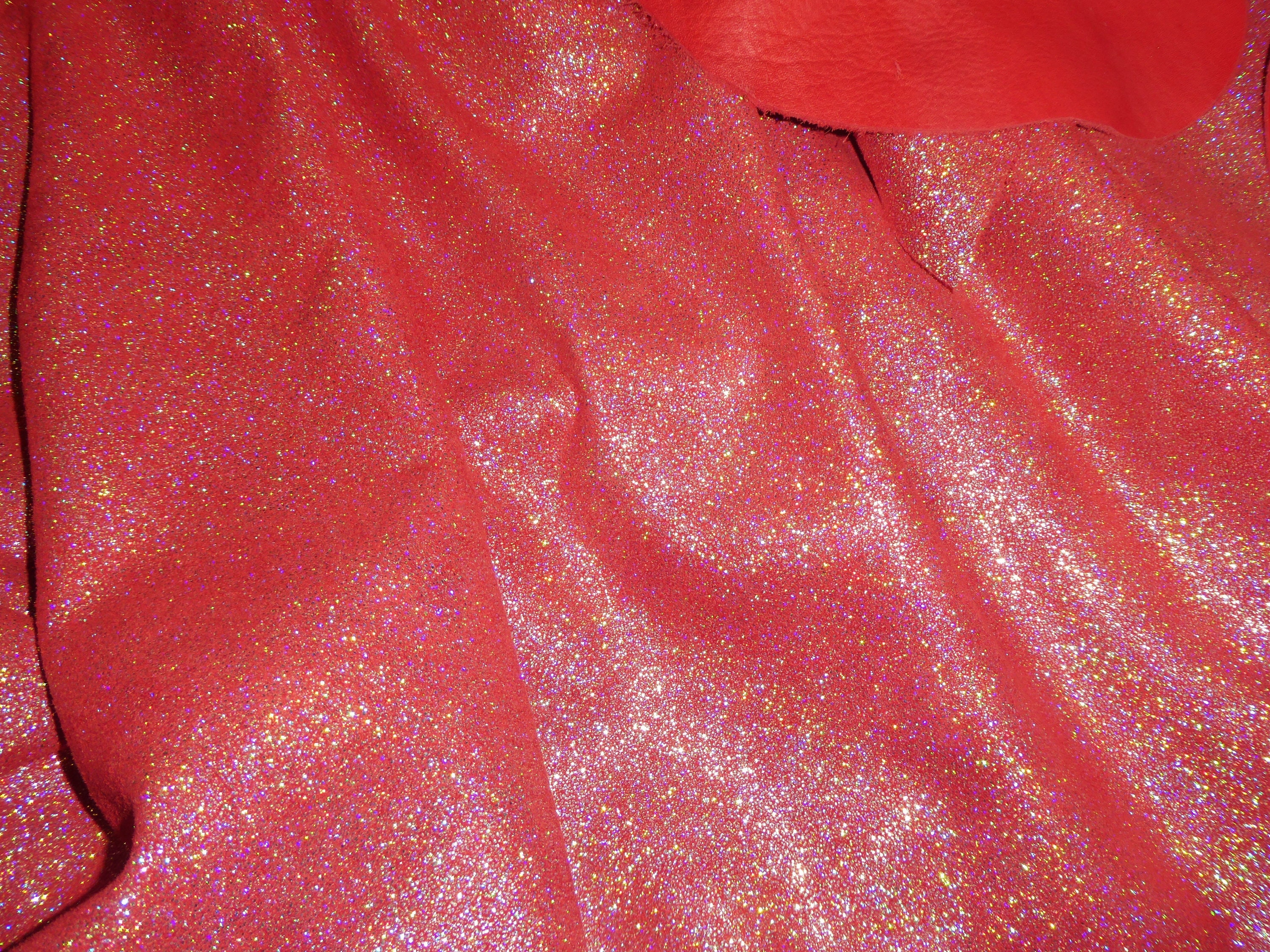 Fine GLITTER 12x12 BRILLIANT RED Fine Glitter applied to Black Leather  THiCK 5.5oz/2.2 mm PeggySueAlso E4355-36