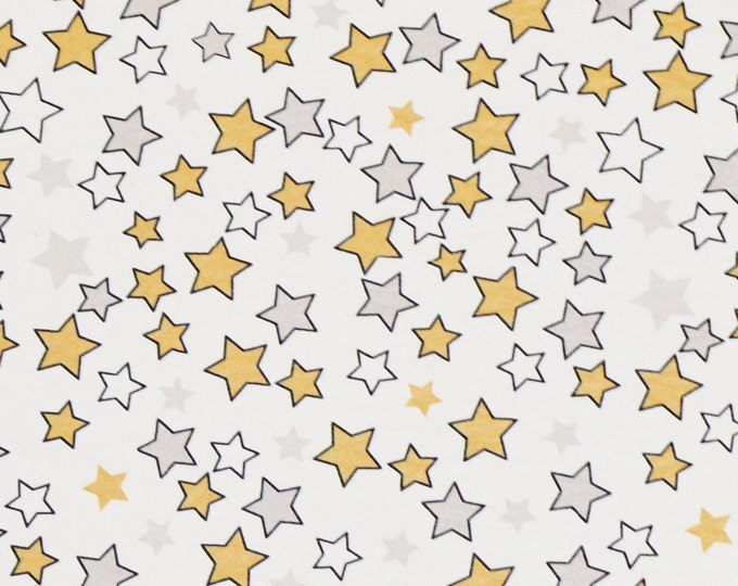 Leather 8"x10" CUTE Stars Gold Silver white on White cowhide (larger stars than cork version, 3/8") 2.5-3oz/1-1.2 mm PeggySueAlso E2752-05