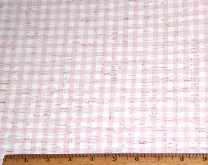 Cork 3-4-5 or 6 sq ft Mini (1/4" squares) Checkerboard PINK & WHITE on CORK applied to leather 5.5oz/2.2 mm PeggySueAlso E5610-620 Valentine