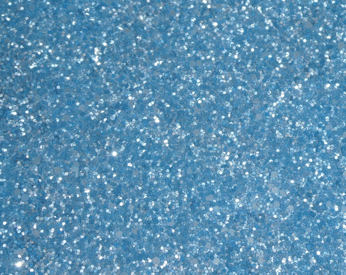 CHUNKY GLiTTER 12"x12" CAROLINA BLUE applied to Leather Cowhide Very Thick 6-6.5oz/2.4-2.6mm PeggySueAlso E4355-59 Hides too