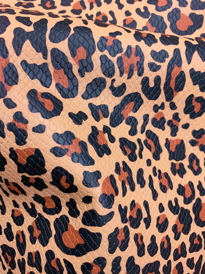 Leather 8x10 TEXTURED FLESH LEOPARD on tan Cowhide 2.5-2.75oz 1-1.1 mm PeggySueAlso\u2122 E1565-03 Hides available