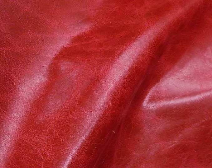 Riviera 8"x10" Pull Up effect CRIMSON Dark Red Distressed Aniline Dyed Cowhide Leather 2.5-3oz/1-1.2mm PeggySueAlso® E2932-12 hides too