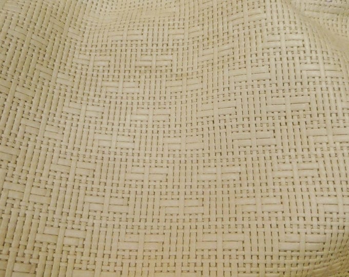 Leather 8"x10" BEIGE Basket Weave Embossed Cowhide 2-2.5 oz/ 0.8-1 mm PeggySueAlso™ E8000-11  hides too