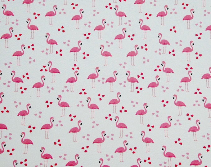 Leather 5"x11" PINK Flamingos on WHITE Cowhide 3-3.5 oz/ 1.2-1.4 mm PeggySueAlso® E1365-02