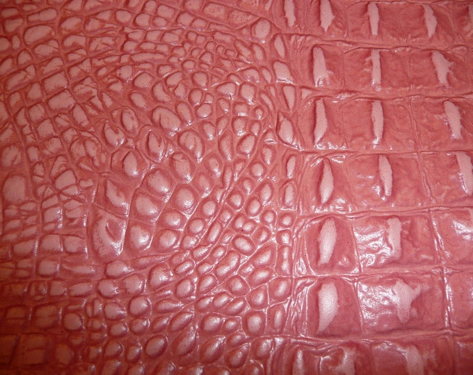 Alligator 12"x12" Fresh SALMON Pink Embossed Gator Cowhide Leather 2.5-2.75 oz/1-1.1 mm PeggySueAlso E2860-20 hides available