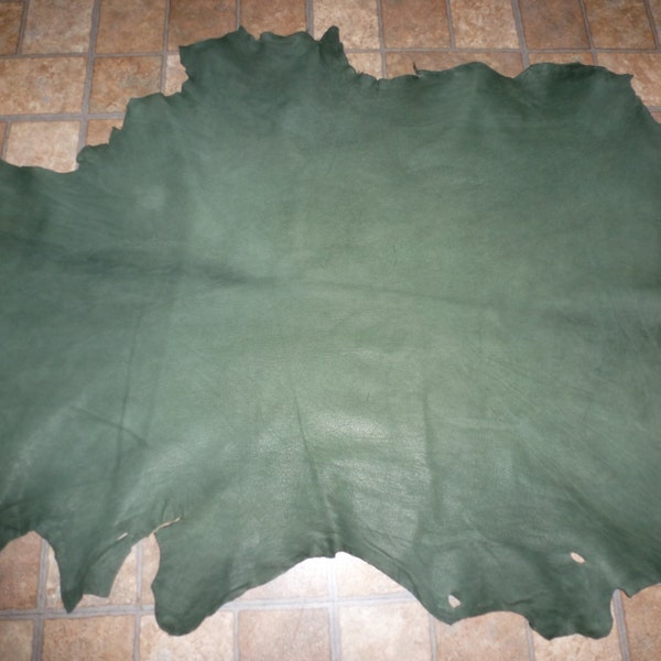 Leather 6-7 sq ft Distressed Green Naked Goatskin Hide (AJ) 2.25-2.5 oz / 0.9-1 mm PeggySueAlso® E2714 Similar to this picture