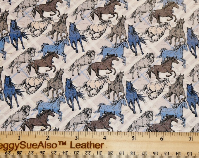 Cork 3-4-5 or 6 sq ft RUNNING HORSES Cork applied to Leather VeRY Thick 5.5oz/2.2mm PeggySueAlso E5610-408