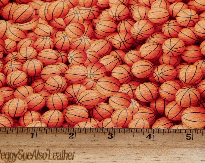 Leather 12"x12" Pile of BASKETBALLS (1/2 inch wide) Orange and black cowhide 4-4.25 oz / 1.6-1.7 mm PeggySueAlso E1223-01