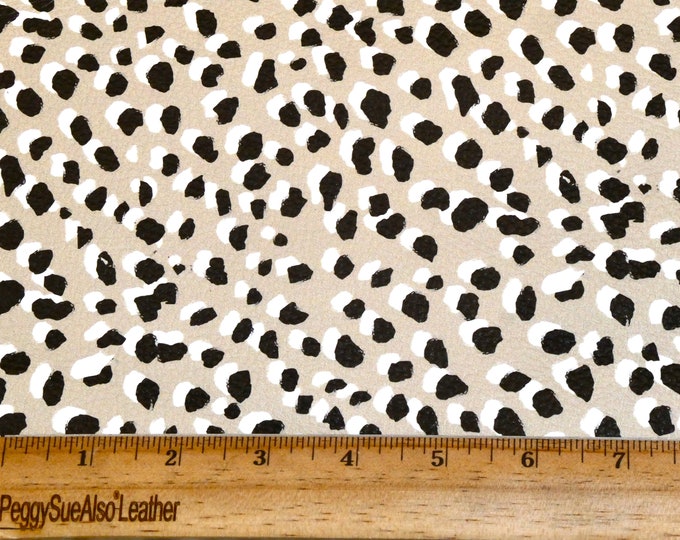 Leather 5"x11" Boho EARTH TONES LEOPARD on Wheat tan with Black and white Spots Cowhide 3.75-4oz /1.5-1.6 mm PeggySueAlso® E2550-102