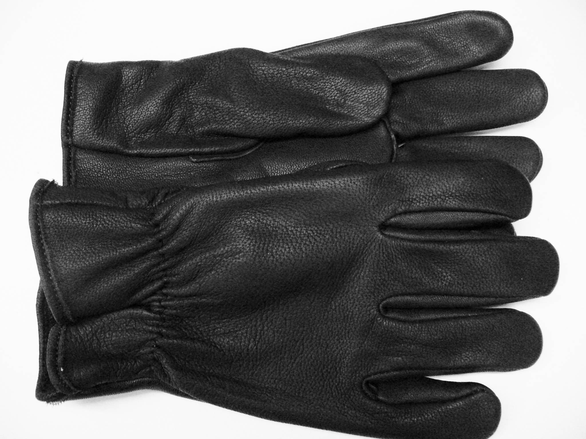 MeNS LINED Motorcycle GLOVES 8711 Black Genuine Goatskin Full Grain Aniline Leather Riding or