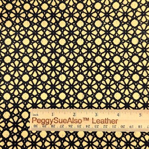 Cork 5"x11" BUMBLE BEE Raised / Flocked WHEELS Black on Yellow Cork backed with Leather 5.5oz/2.2mm PeggySueAlso® E5610-436