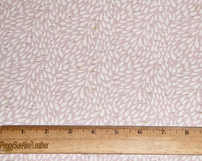 CoRK 2 pieces 4"x6" TRANQUIL RAIN DROPS, Hint of Lilac on Cork with Leather backing Thick 5.5oz/2.2mm PeggySueAlso E5610-486