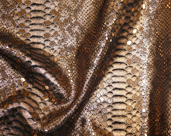 Mystic Python 10"x24", 12"x20" ROSE GOLD Metallic on BLACK suede Cowhide Leather 3-3.25 oz/ 1.2-1.3 mm PeggySueAlso® E2868-08 hides too