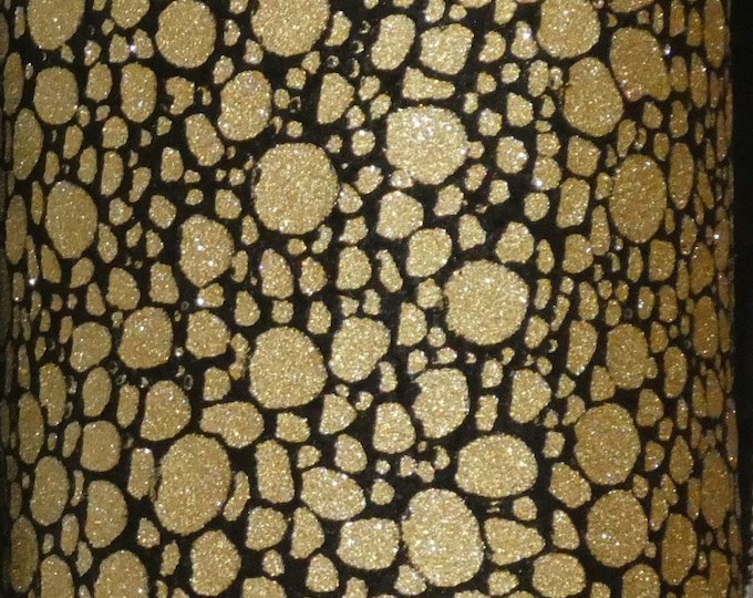 Champagne FIZZ 5"x11" GOLD Metallic Flakes on Black Cowhide Leather PeggySueAlso 3-3.25 oz/1.2-1.3mm E7110-01 hides too