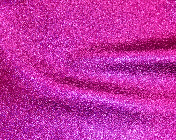 Pebbled Metallic 2 pieces 4"x6" HOT PINK SHINIER  shows the grain - cowhide Leather 2.5-3 oz / 1-1.2 mm PeggySueAlso® E4100-12B