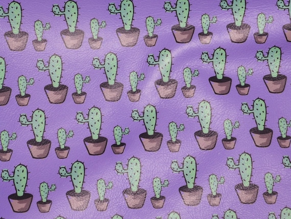 Cactus 12"x12" Garden on VIOLET PURPLE Cowhide Leather 2-2.5 oz / 0.8-1 mm PeggySueAlso® E8401-01