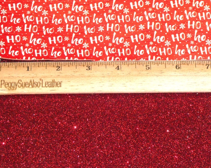 REVERSIBLE 8"x10" HOHO on ReD CoRK / Red Fine GLITTER  w/ Leather sandwiched between 5.5oz/2.2mm PeggySueAlso® E5611-05 Double Sided