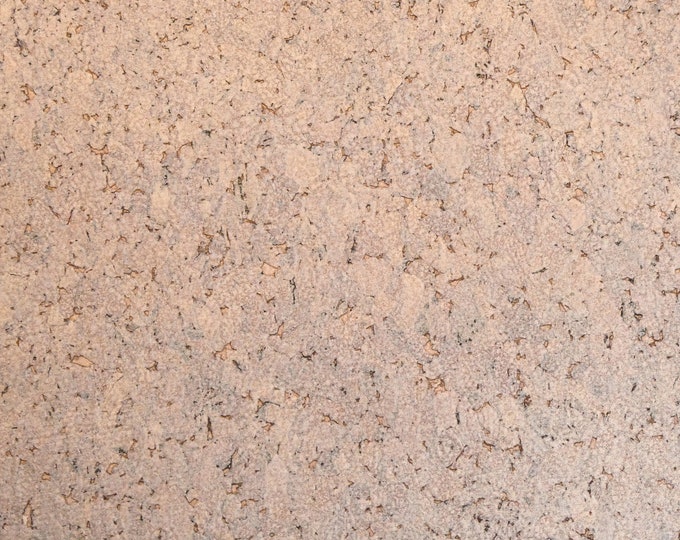 Cork 5"x11" Marbled BARELY CREAMY PINK slightly pearlized applied to CoRK on Cowhide Leather 6-6.5oz/2.4-2.6mm PeggySueAlso® E5610-585