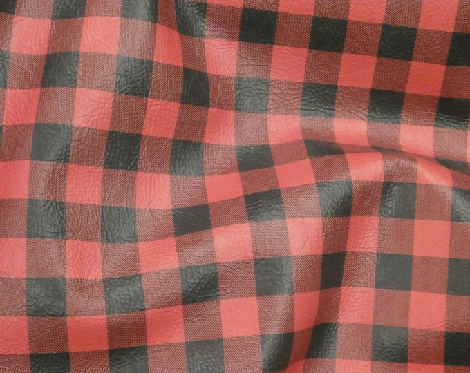 Leather 3-4-5-6 sqft Original size (not petite) Buffalo Plaid RED & BLACK Cowhide 3.25-3.5 oz/ 1.3-1.4 mm PeggySueAlso E1180-01 Hides too