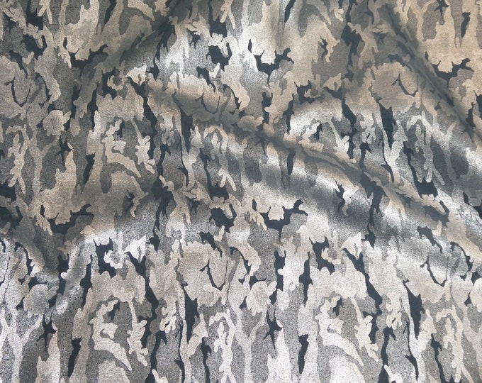 Leather 8"x10" Camo Soft SILVER Metallic on NAVY Blue Suede Cowhide 3-3.5 oz / 1.2-1.4 mm PeggySueAlso E2030-16 hides available