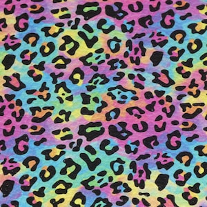 Leather 3-4-5 or 6 sq ft NEON RAINBOW LEOPARD Print Cowhide 4 oz/1.6 mm PeggySueAlso® E2550-112 Hides Available Chromium Free