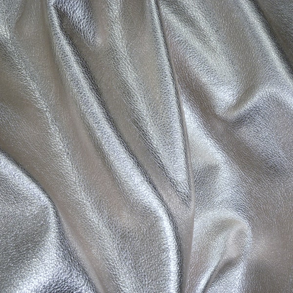 Pebbled Metallic 8"x10" SILVER Soft Pebbled Metallic cowhide shows the grain 3-3.25 oz / 1.2-1.3 mm PeggySueAlso® E4100-03B