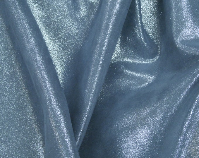 DAZZLE 12"x12" Silver Metallic on DENIM BLUE Suede Cowhide 2.5 oz / 1 mm PeggySueAlso E8300-10