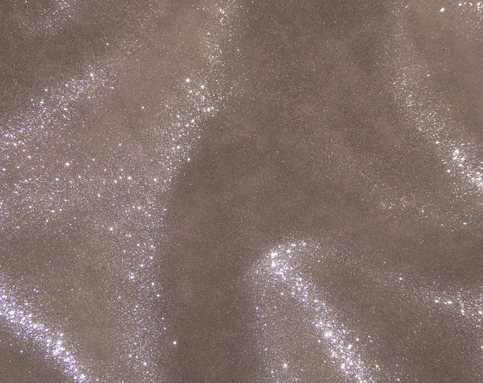 Dazzle 2 pieces 4"x6" Silver on COFFEE BROWN Suede Cowhide Leather  2.5 oz / 1 mm PeggySueAlso® E8300-01 hides available