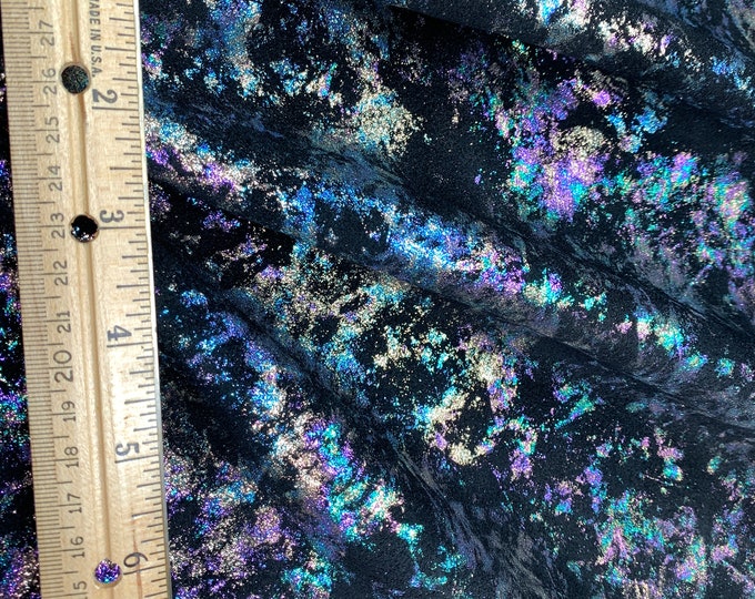 Northern Lights 12"x12" SPECTRUM Metallic on BLACK Suede Cowhide Leather 3.5 oz /1.4 mm PeggySueAlso® E6525-01 Hides Available Glazed nubuck