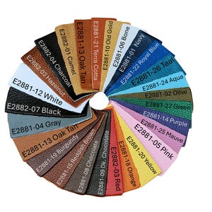 KING SWATCH RING Leather  grain Cowhide Leather Each swatch is 4"x1.5" named on the back 3-3.5 oz /1.2-1.4 mm PeggySueAlso E2881 sample